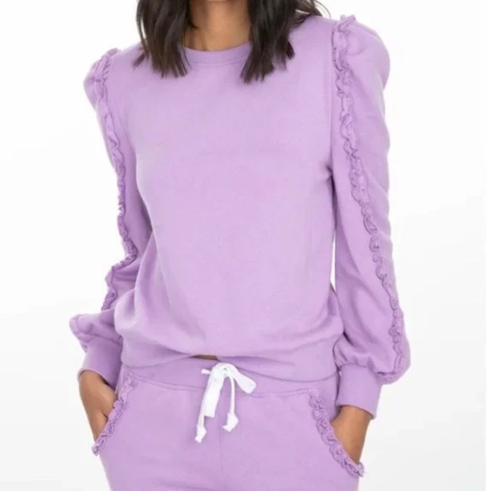 Generation Love Cleo Puff Sleeve Ruffle  sweatshirt, Medium. CB1634